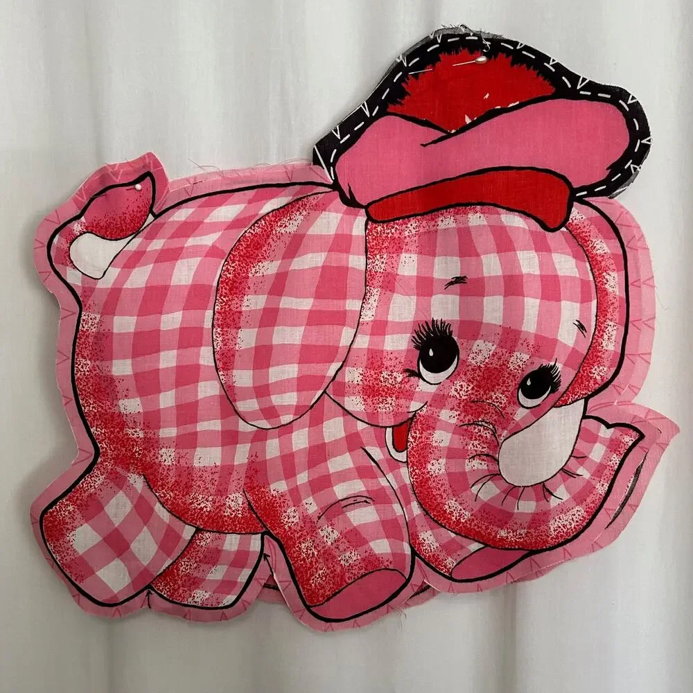 Vintage Pink Elephant‎ Plush Unfinished Project Complete HTF
